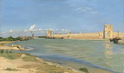 The Ramparts at Aigues-Mortes by Jean Frederic Bazille